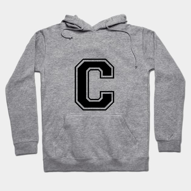 Initial Letter C - Varsity Style Design - Black text Hoodie by Hotshots